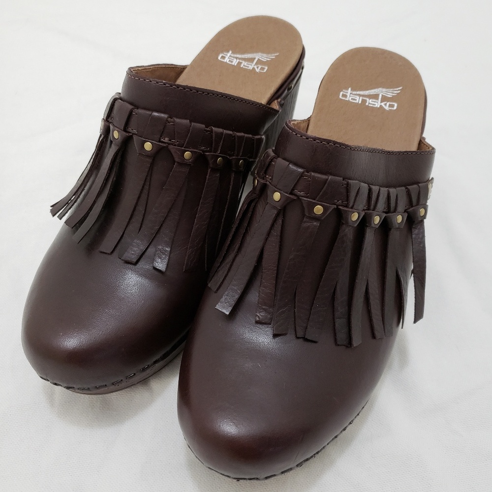 Dansko Deni Chocolate Fringe Clogs
